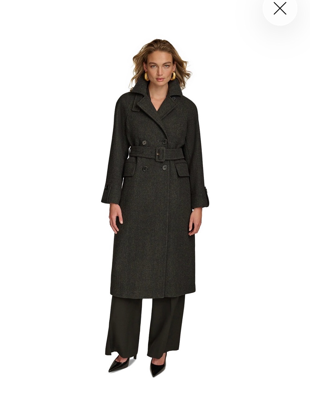 Donna Karan. Women's Double-Breasted Belted Wrap Coat